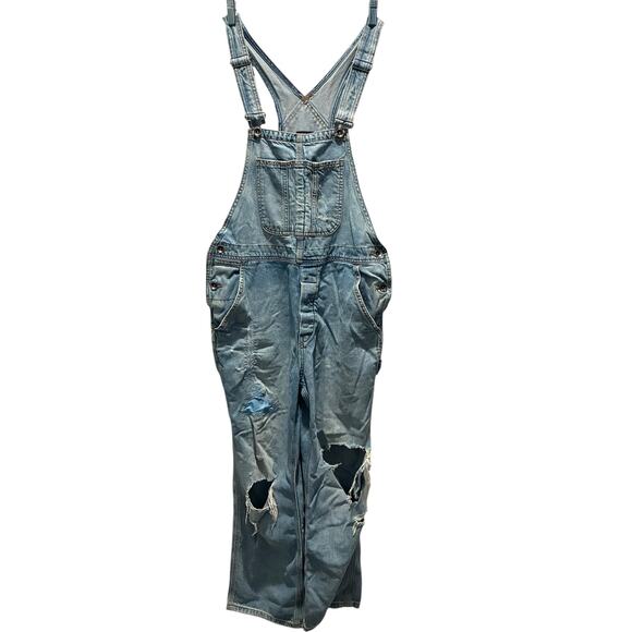 BDG Overalls Distressed Denim Light Blue Cotton Womens Medium Urban Outfitters - Picture 1 of 10